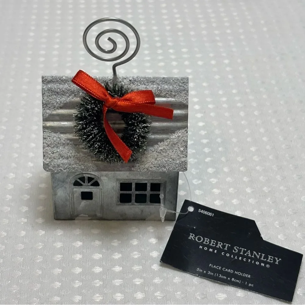 Silver and Red Metal Christmas Holiday Ornament Set